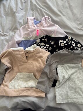 18 months girls Pullover Hoodie & Tops Set - Pink, Black Daisy, Beige, Gray